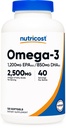 Nutricost Omega 3 Fish Oil - 2500MG, 120 Softgels (40 Serv) - Fish Oil, Wild Caught! 1200mg EPA 850mg DHA - ei-GMO, gluteeniton
