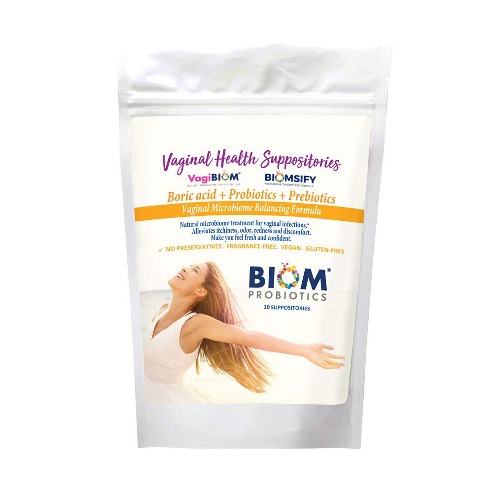 Biom Probiotics Prebiotics Boric Suppositories . Feminine Health Probiotic för infektioner och pH Essentials VEGAN,PARABEN-FREE (10)