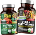 Number One N1N Premium Plant-Based Multivitamiini [86 Tehokkaita ainesosia] ja Luomu Superfood Greens [28 Tehokkaita ainesosia], tukemaan Gut Health ja yleinen hyvinvointi, 2 Pack Bundle