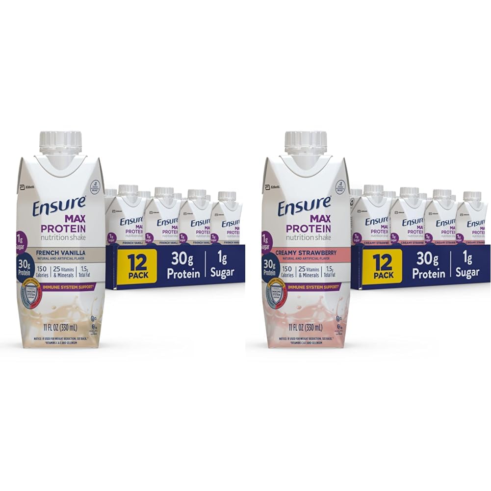 Varmista Max Protein Nutrition Shake kanssa 30g proteiinia & Max Protein Nutrition Shake kanssa 30g proteiinia, 1g sokeria, korkea proteiini Shake, kermainen mansikka, 11 fl oz, (Pakkaus 12)