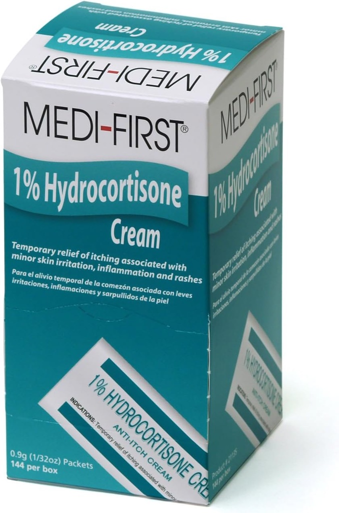 Hydrokortisoni Anti-Itch Cream Packets for First Aid & Emergency Kits, 144 Pack