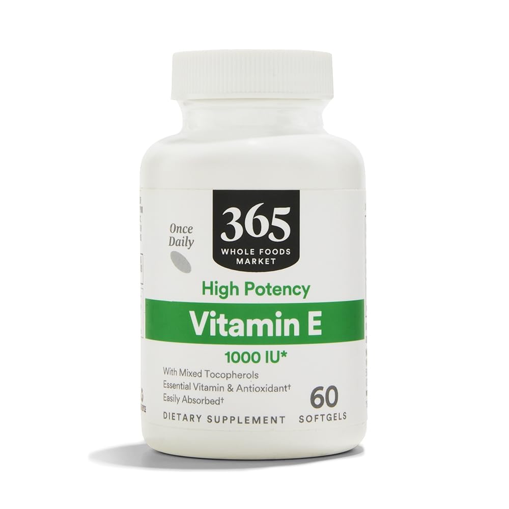 365 Whole Foods Market, E-vitamiini 1000 IU, 60