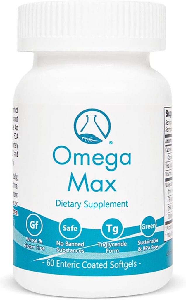 Omega Max - 60 Ct Enteric Coated, No Burp Fish Oil I Omega-3 EPA DHA Supplement I Heart, Vision, Brain & Immune Support, 2000mg / servering