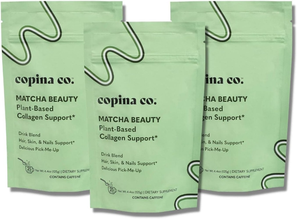 Copina Co. Matcha Beauty Vegan Collagen Booster Drink Blend: Plant Based Collagen Support Smoothie Drink Vegan Creaty Blend 