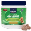 Origin Labs Allergy and Immuno Support Supplement, Omega 3 Fish Oil, Bee Pollen, Colostrum, Probiootit, Prebiootit Gut Health, ihon ja turkin terveys, Antioksidantit, Turkki Flavor, 90 Soft Chews