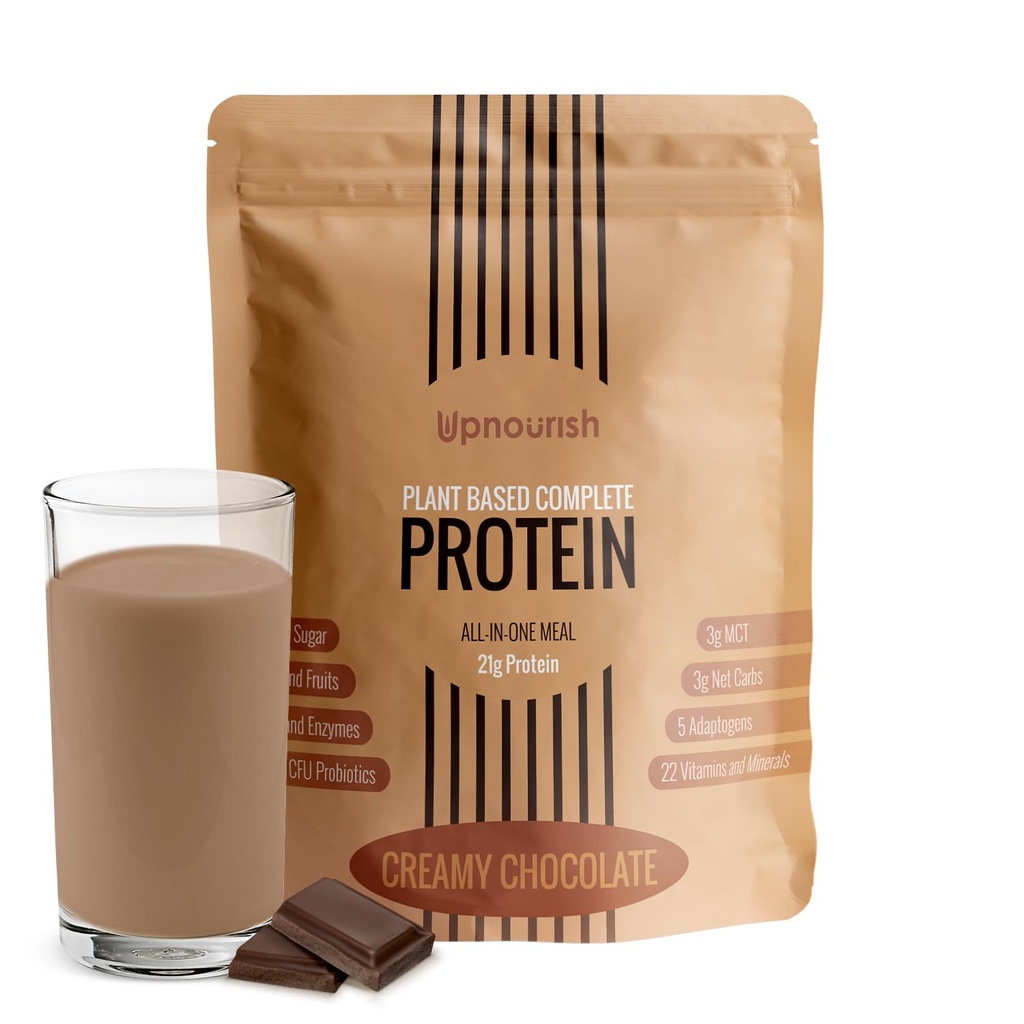UpNourish Chocolate Vegan Protein Powder 54 Superfoods Powder,1,5 miljarder CFU Probiotics 21g Plant Based Protein, No Sugar No Dairy No GMO Dairy Free, Meal Replacement Shake Keto-Friendly Low-Carb Diet, 15 Servings