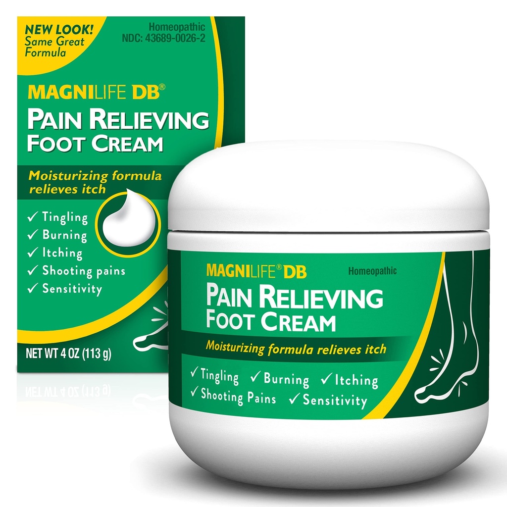 MagniLife DB Foot Cream, Calming Relief for Burning, Tingling, Shooting & puukotus Jalka aistit - rauhoittaa kuiva, murtunut, kutiava, herkkä iho (4 oz Jar)