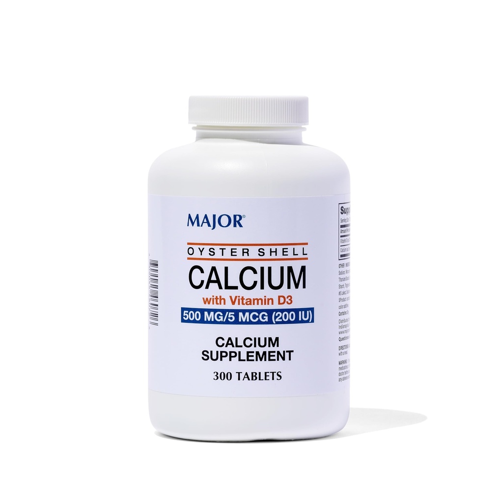 Majuri Oyster Shell Kalsium D3 500 mg / 5 mikrog (200 IU) - Päivittäinen kalsiumlisä - 300 tablettia (1 pakkaus)