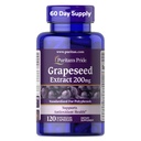 Puritans Pride Grapeseed Extract 200mg, Kosttillskott för antioxidant och hjärthälsostöd, 2 månaders leverans, 120 Rapid Release Capsules