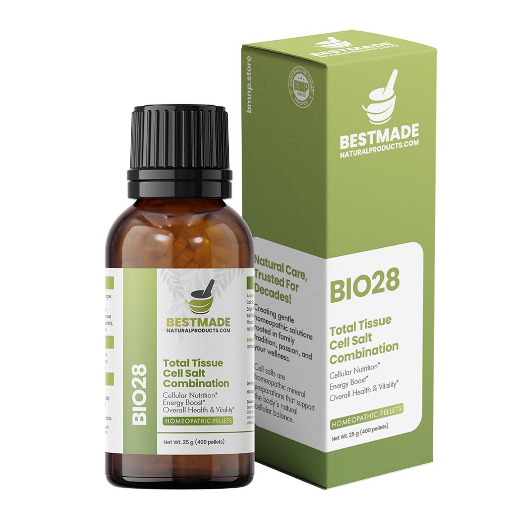 Bestmade Total Tissue Cell Salt Mineral Combination BIO28 - hjälper din kropp Absorb och använda näringsämnen, ökar energinivåer, hjälper till att förbättra sömnmönster, övergripande hälsa och vitalitet, 350 Pellets
