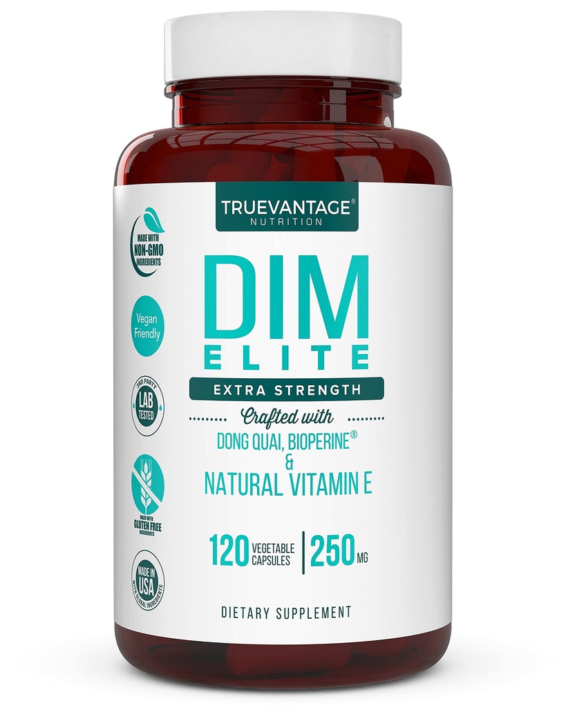 DIM täydentää 250 mg (diindolyylimetaani)-Plus Dong Quai, luonnollinen E-vitamiini & BioPerine - Tukee Menopause Relief & Hormonal Acne - Hormonitasapaino tukea naisille ja miesten-veggie Caps