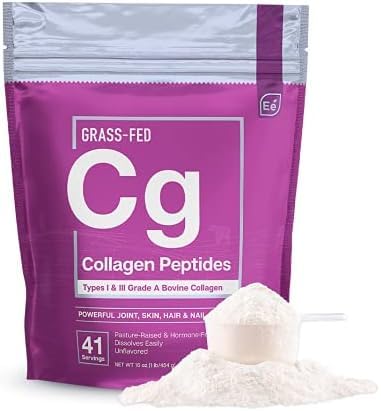 Olennaiset elementit Hydrolysed Collagen Peptides Powder for Miehet & Naiset - Joint, iho, hiusten ja kynsien tuki - 15 gramman tyypin I & III Naudanruokakollageeni - 30 annosta