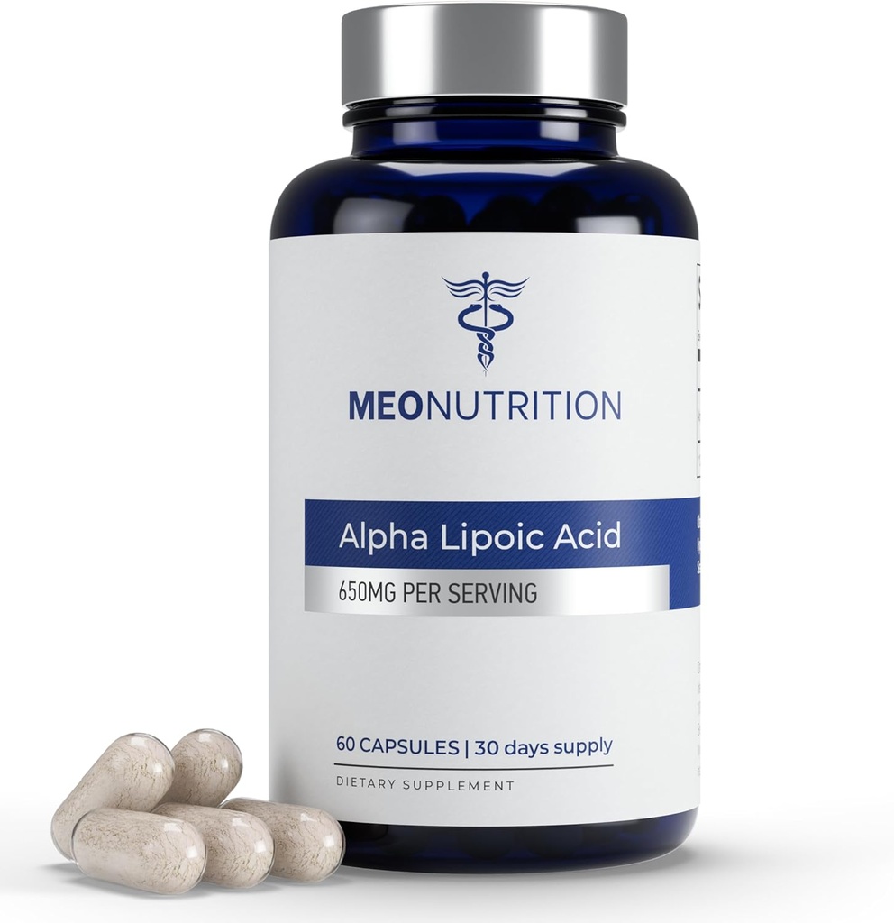 Alpha Lipoic Acid 650mg - 60 kapslar | Icke-GMO, Gluten-Free, GMP Certified | Stöder Antioxidant hälsa & Metabolic Wellness | Made in USA