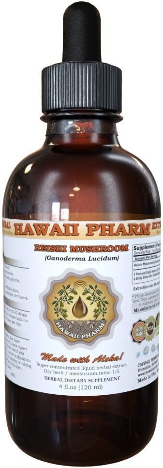 Reishi Liquid Extract - Tonic of Emperors, Organic Reishi Mushroom (Ganoderma Lucidum) Tinktur, Herbal Supplement, Hawaii Pharm, Made in USA, 2 fl.oz