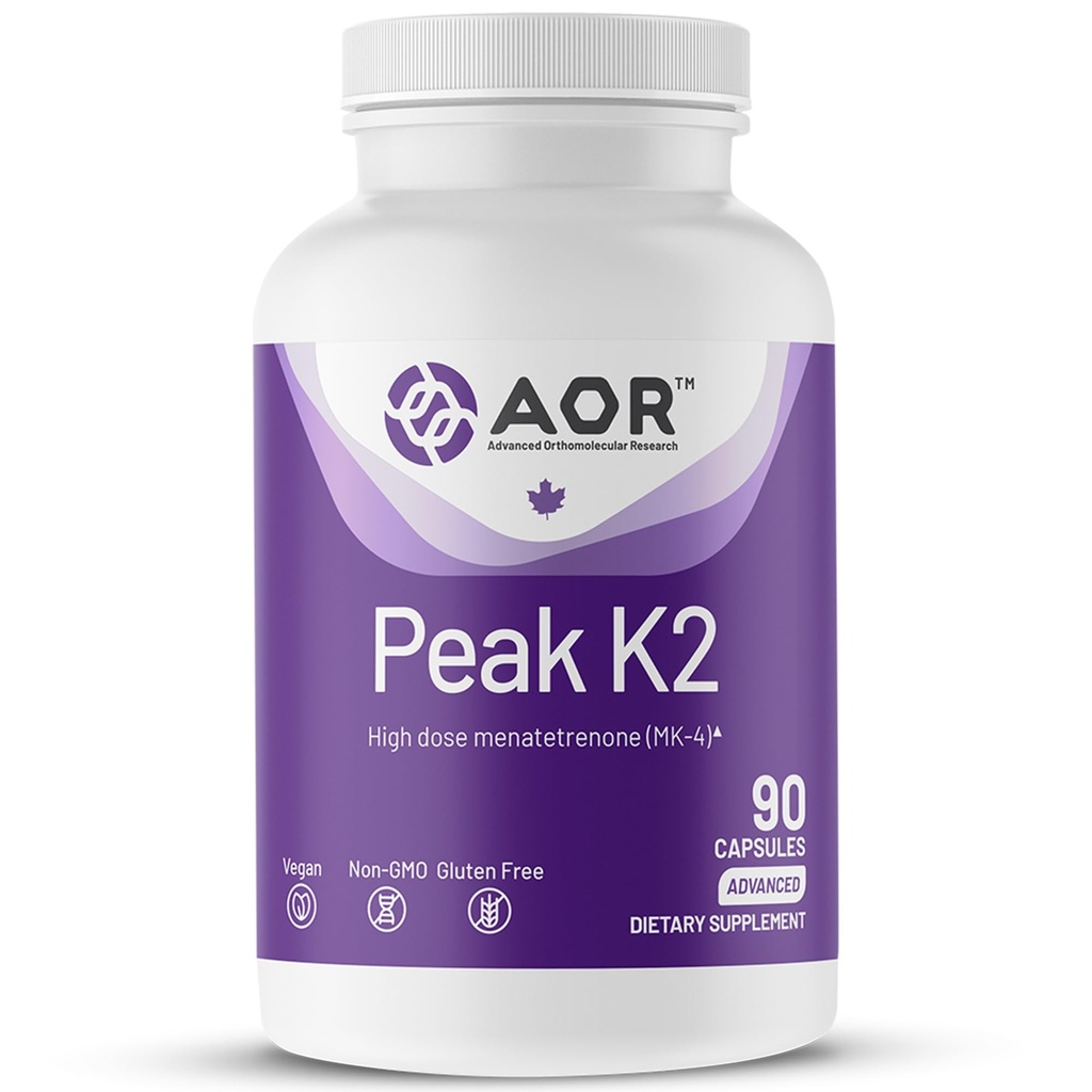 AOR, Peak K2, stöder ben och kardiovaskulär hälsa och normalt blodkoagulering, kosttillskott, 90 portioner (90 kapslar)