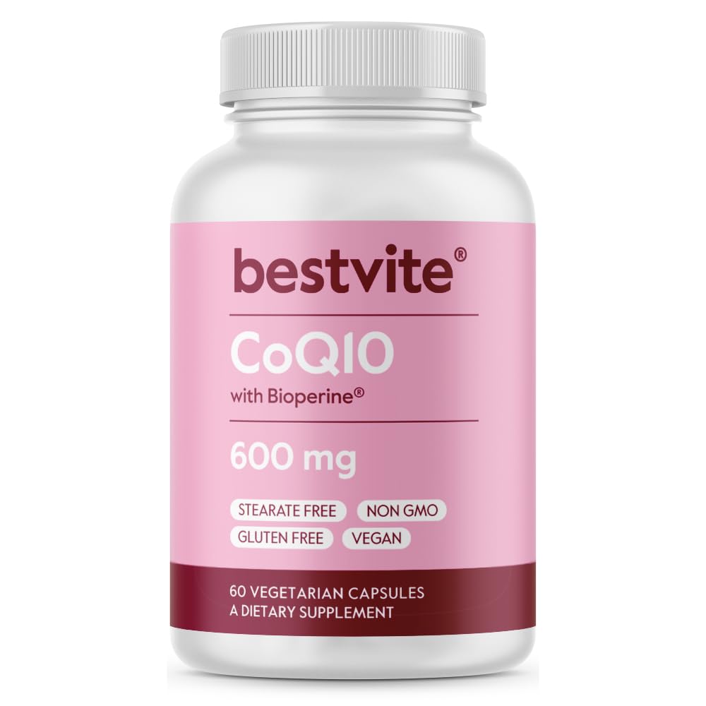 Coenzyme CoQ10 600 mg per kapseli Bioperine (60 kasvissyöjäkapselit) Luonnollisesti fermentoitu - Ei titaanidioksidia - Ei täyttöaineita - Ei stearaattia - Vegan - Gluteeniton - Ei muuntogeenisiä organismeja