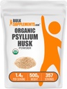 BulkSupplements.com Organic Psyllium Husk Powder - Psyllilium Husk Powder for Baking, Fiber Supplement - Gluteeniton, 1.4g per tarjoilu, 500g (1,1 lbs) (Pakkaus 1)