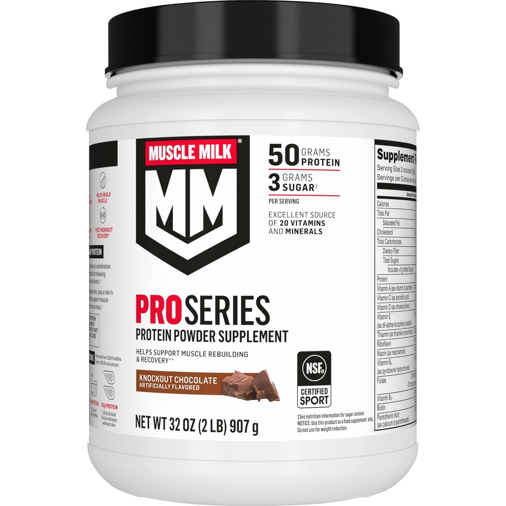 Lihas Milk Pro Series Protein Powder täydennysosa,Knockout suklaa,2 punta,11 tarjoilua,50g proteiinia,3g sokeria,20 vitamiineja ja kivennäisaineita,NSF Certified urheilu, Työn Recovery,Pakkaus toukokuu Vary