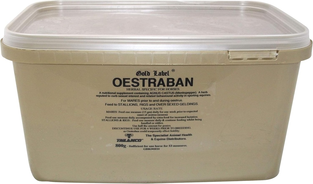 Gold Label Oestraban, Horse Supplement, Ylläpitäjät Hormoni Balance, 800 Gm