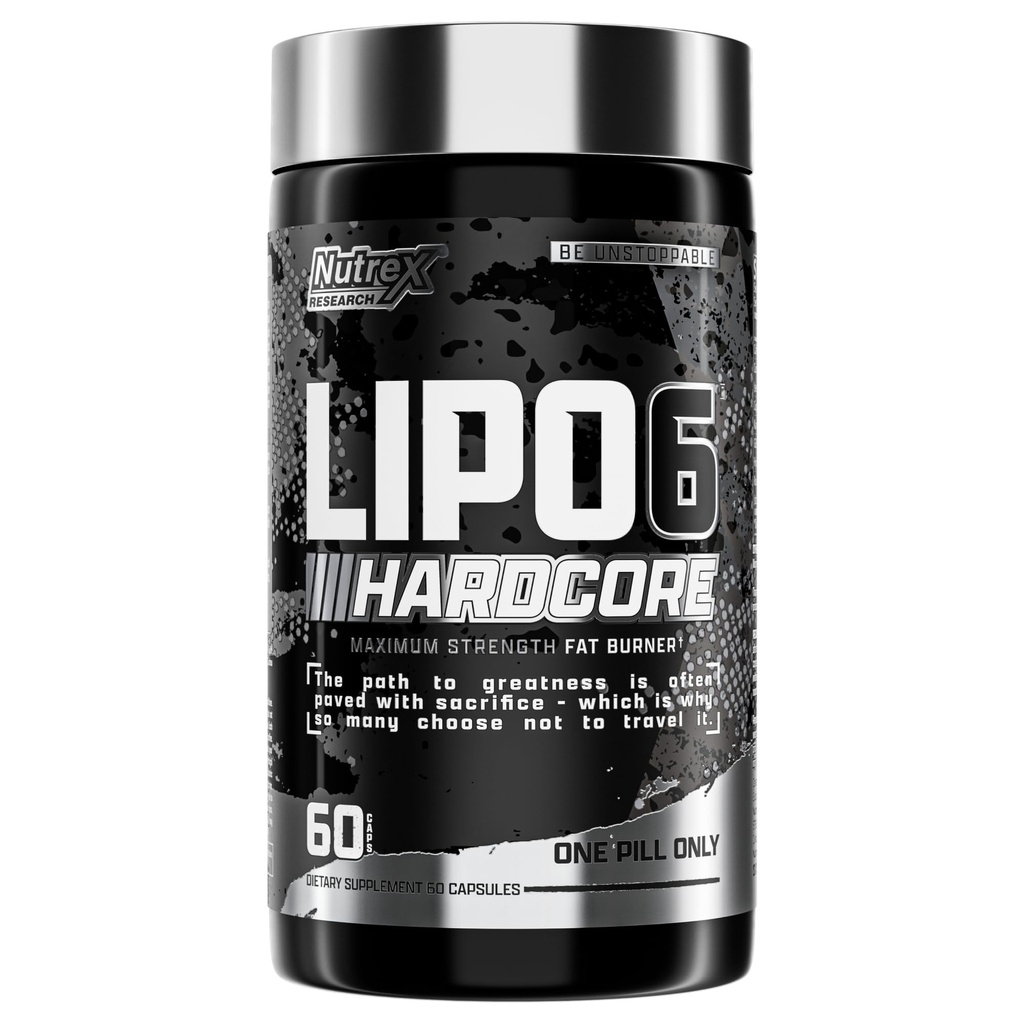 Nutrex Tutkimus Lipo-6 Hardcore täydennysosa, tukee aineenvaihduntaa ja energiaa, Ruokavaliokapselit 60