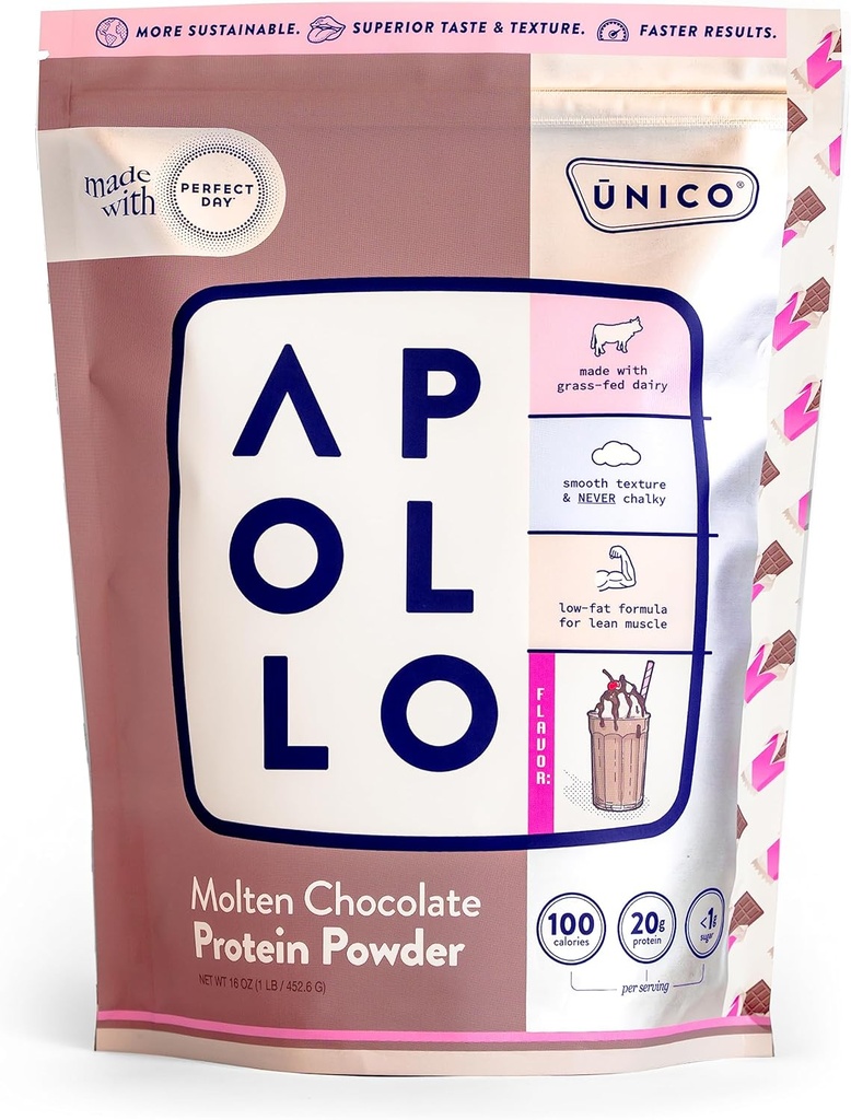 Unico Apollo Molten Chocolate Protein Powder - 20g 100% Grass-Fed Whey Protein, Egg Albumen ja Casein ...
