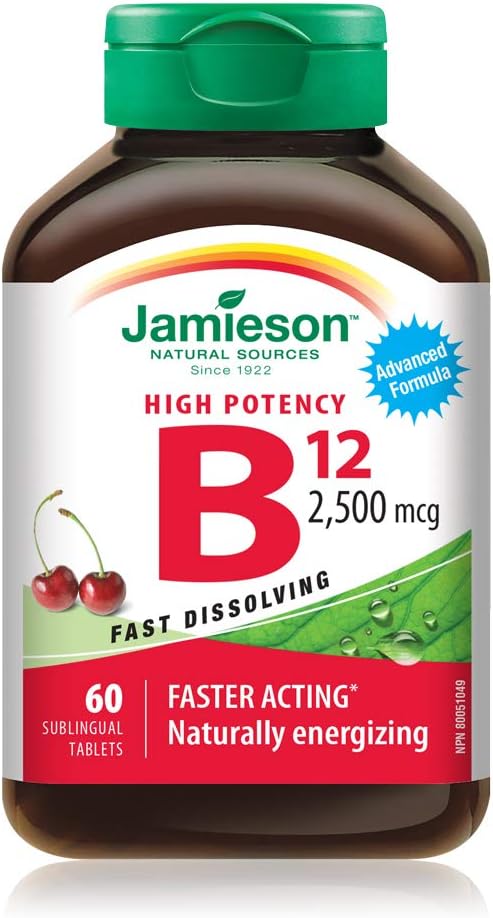 Jamieson-vitamiini B12 2500 mikrog(METHYLCOBALAMIN), 60 sublingual tablettia