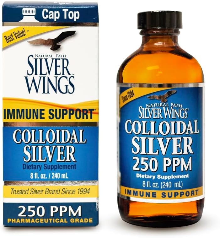 Natural Path Silver Wings Kolloidinen Silver Liquid - Parannettu Immuuni tuki täydentää - 250ppm (1250 mcg) - 8oz