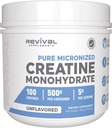 Revival Premium Micronized Creatine Monohydrate - HPLC Testad 100% ren Grade - 500 g (100 portioner) - Stöder Lean Muscle Growth - Maximal Absorption - Unflavored - Made in USA & 3rd Party Lab Tested