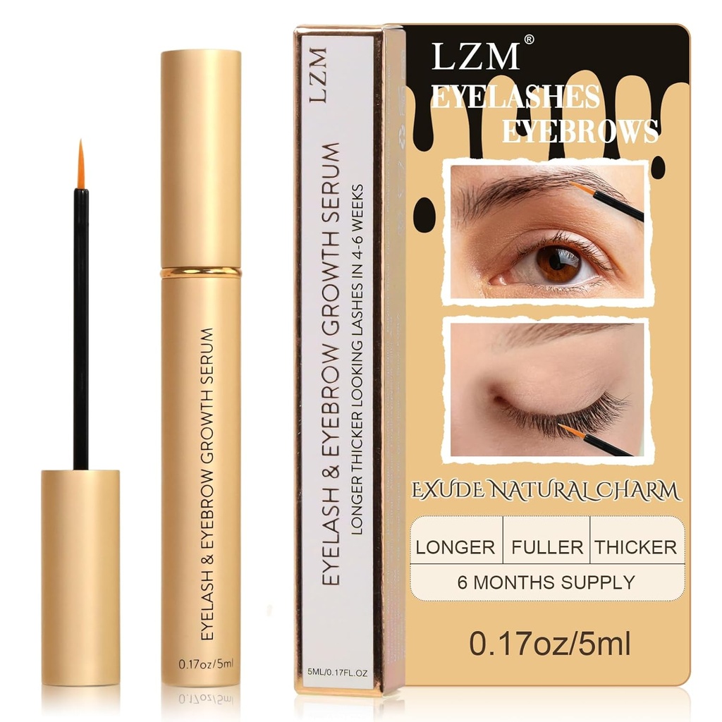 LZM Seerumi silmäripsien kasvua ja paksuutta, kulmakarvan Enhancer, Advanced Formula pidempi, Fuller ja Thicker Looking Natural Lashes, 1 Fl Oz