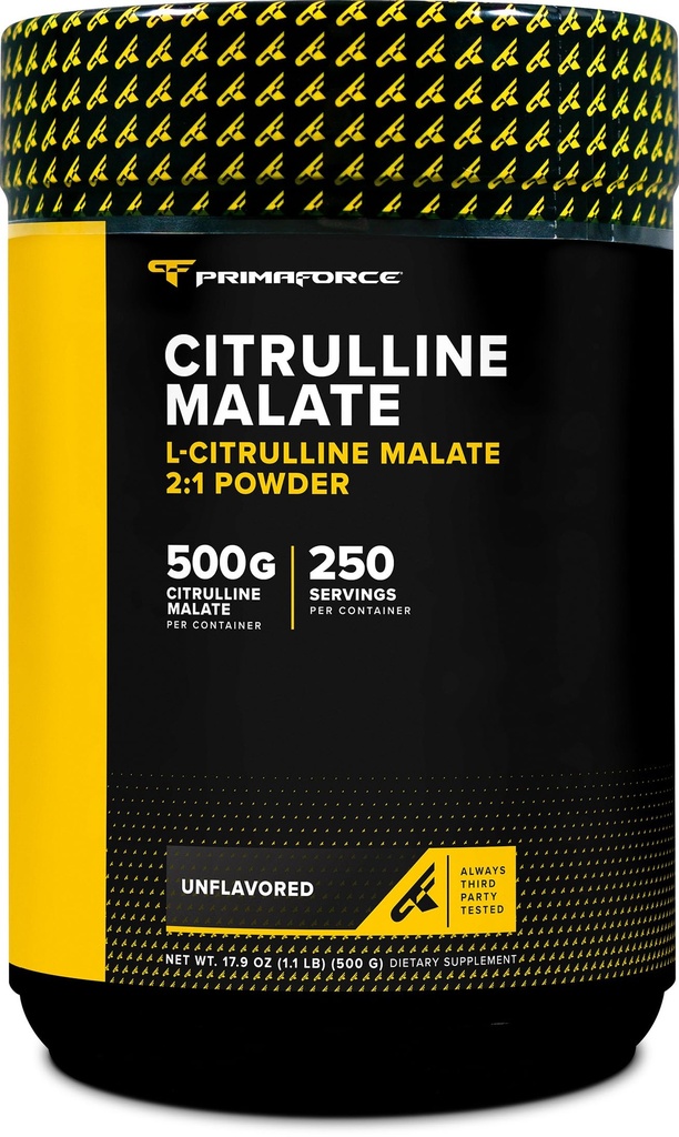 PrimaForce L-sitrulliinimalaattijauhe, aromiton, 500 grammaa - vegaaninen, muu kuin GMO