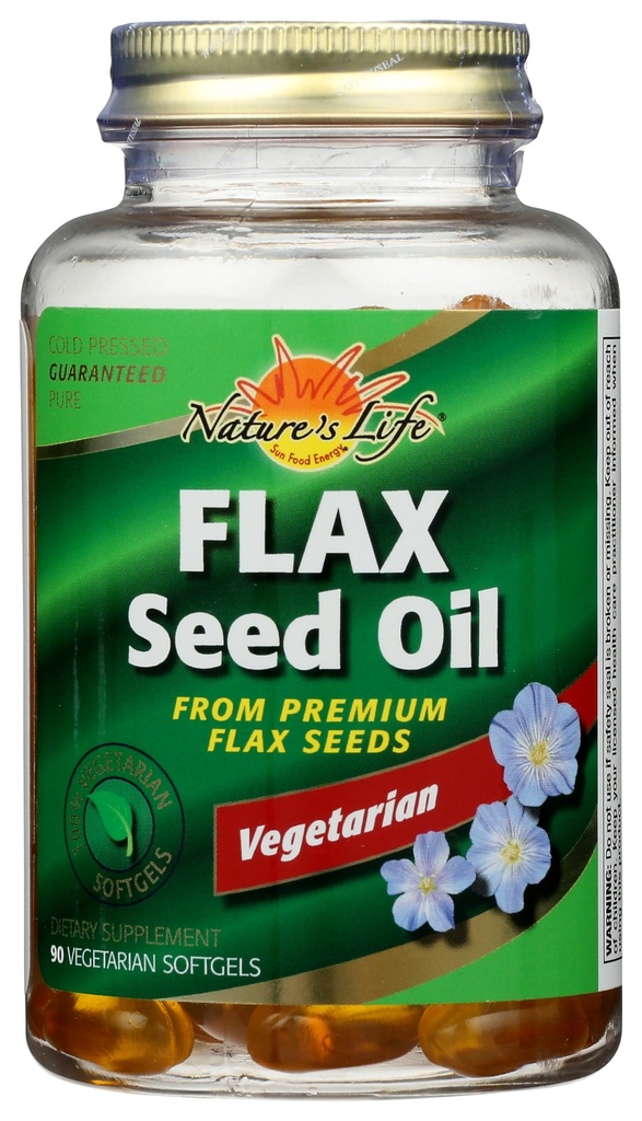 Nature's Life 100% Kasvissyöjä Pellava Seed Oil Softgels 90-Count