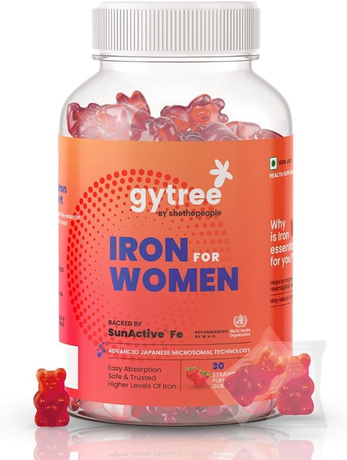 Gy.Tree Iron Gummies naisille, SunActive Fe Formula, 30 Count, Raskaus turvallinen