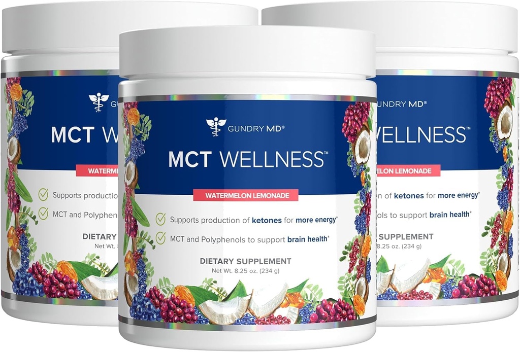 Pesula MD MCT Wellness Powder tukea energiaa, Ketone tuotanto ja aivojen terveys, Keto Friendly, Sokeriton (90 päivän tarjonta, vesimeloni sitruuna)