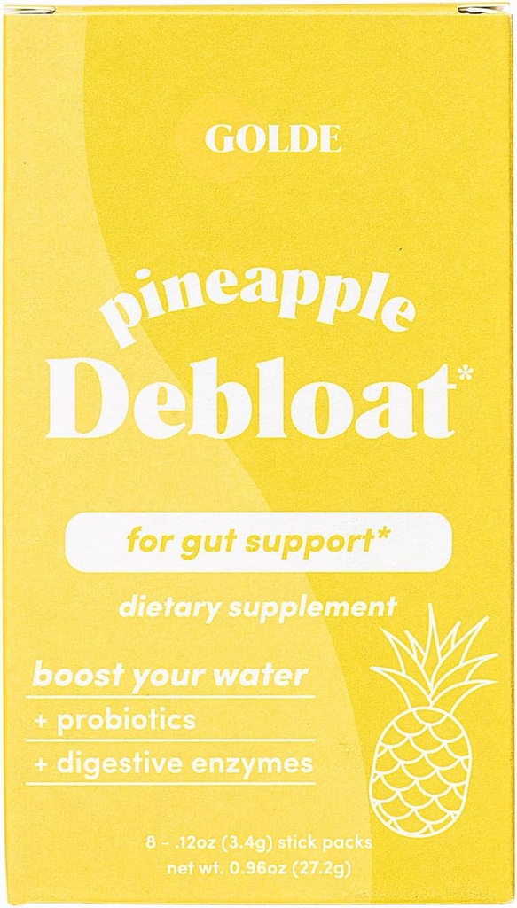 GOLDE Pineapple Debloat - Probiotisk tillskott för naturlig Bloat Relief och varaktig matsmältningsbalans - Vegan, Keto, Low-Sugar - 8 portioner