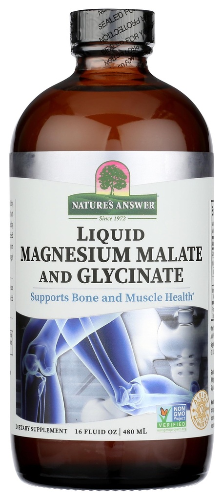Magnesium Glycinate & Magnesiummalate Liquid - 16 Oz Magnesiumkonsentraatti - Vegan & Gluteeniton - Luut, lihakset, ja kardiovaskulaarinen tuki - Sopii kaikille