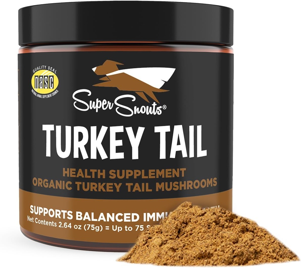 Super Snouts Turkey Tail Mushroom Supplement Powder for Dogs & Cat (2.64 oz) - Organic, Made in USA Antioksidantti & tulehdus Tuki, Immuunituki
