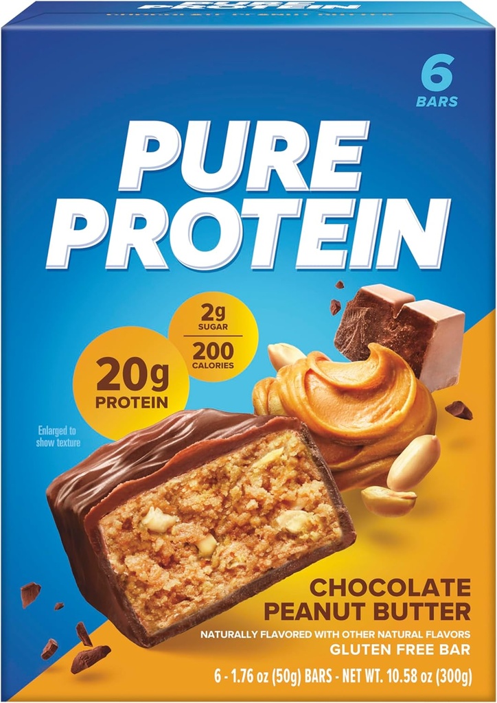 Puhdasta proteiinipatukoita, runsaasti proteiinia, ravitsevia pähkinöitä, jotka tukevat energiaa, vähäsokerista, gluteenitonta, suklaamaapähkinävoita, 1.76 Oz (pakkaus 6)