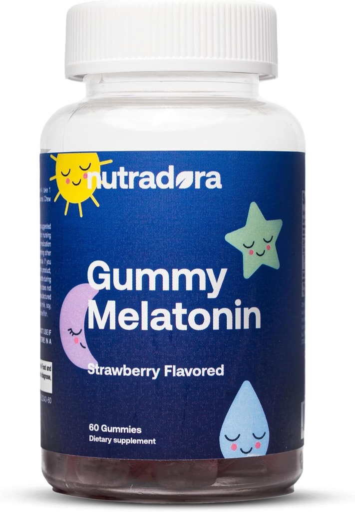 Melatoniini lapset nukkua Gummies - uni Gummies lapsille ja aikuisille auttaa säätelemään uni, Wake Cycle, rentoutuminen, parantaa uni erinomaisuutta, mansikka maku, valmistettu USA, 60 Gummies