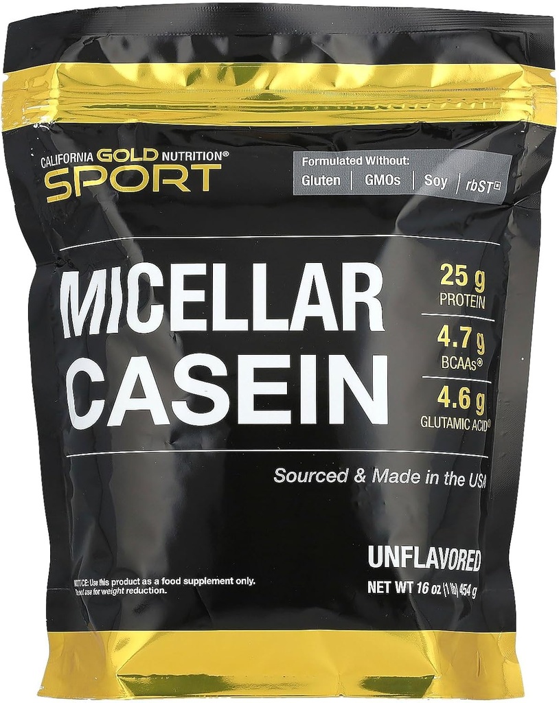 Kalifornia Gold Nutrition Sport, Micellar Casein, Mautonta, hidasta imeytymistä, 16 oz (454 g)