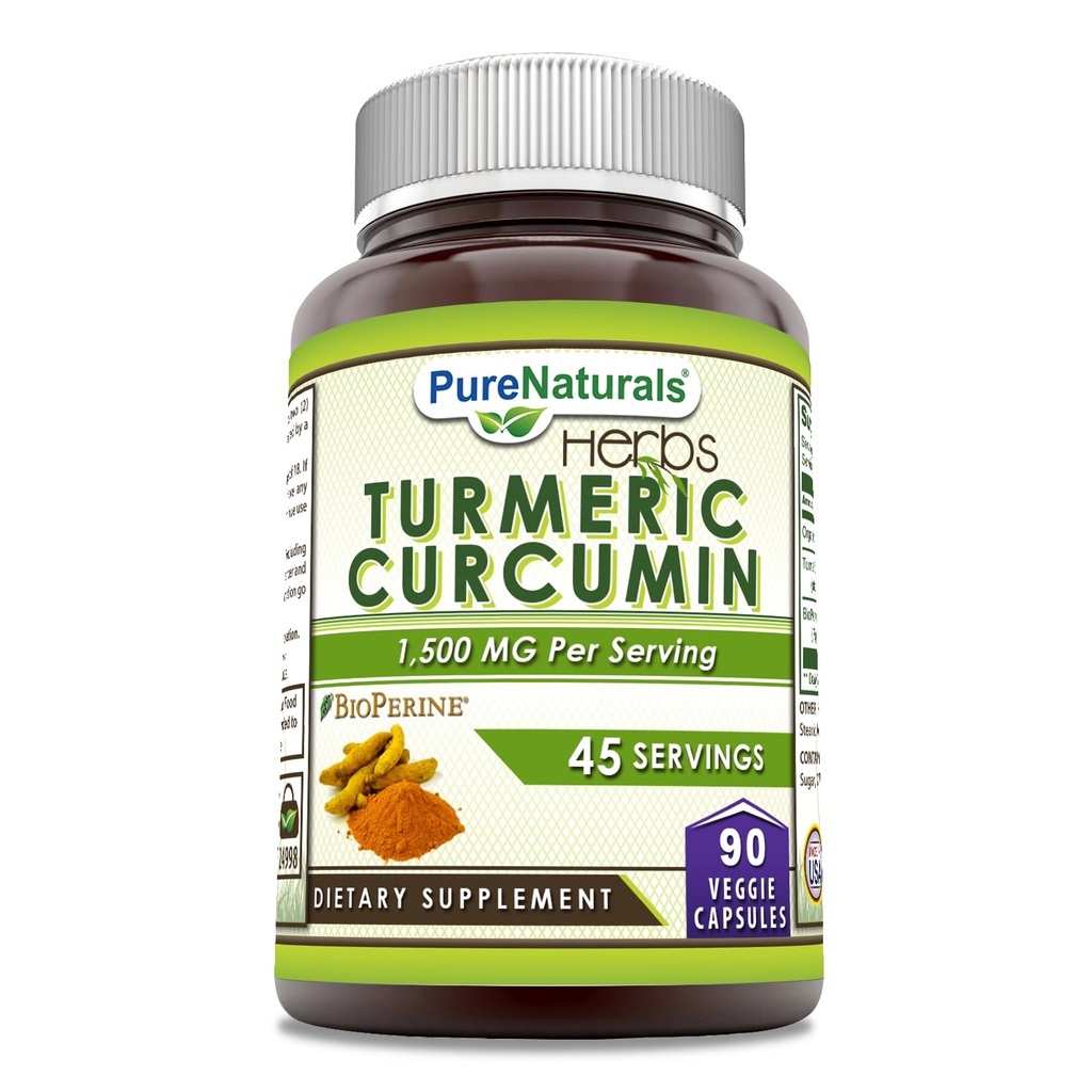 Pure Naturals Turmeeric Curcumin with Bioperine 2250 mg Per Serving Supplement 