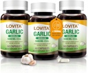 Lovita Odorless Valkosipulikapselit, 5000 mg tuore valkosipuliekvivalentti, 1,25% Allicin uute, tukee sydäntä, verenpainetta, kolesterolia ja immuunijärjestelmää, ei-GMO:ta, gluteeniton, 180 vegaanikapselia