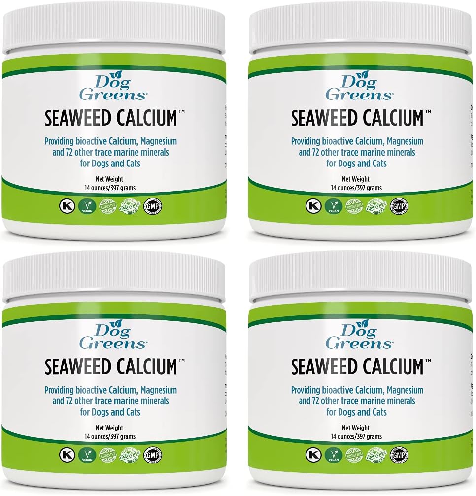 Seaweed kalsium Mineral Supplement koirille ja kissoille, 14 oz - Entinen luonto. Paras merilevä Kalsium, korkeampi laatu kuin luullinen ateria tai munankuoren jauhe, Essential Kalsium for Animals (4 pakkaus)