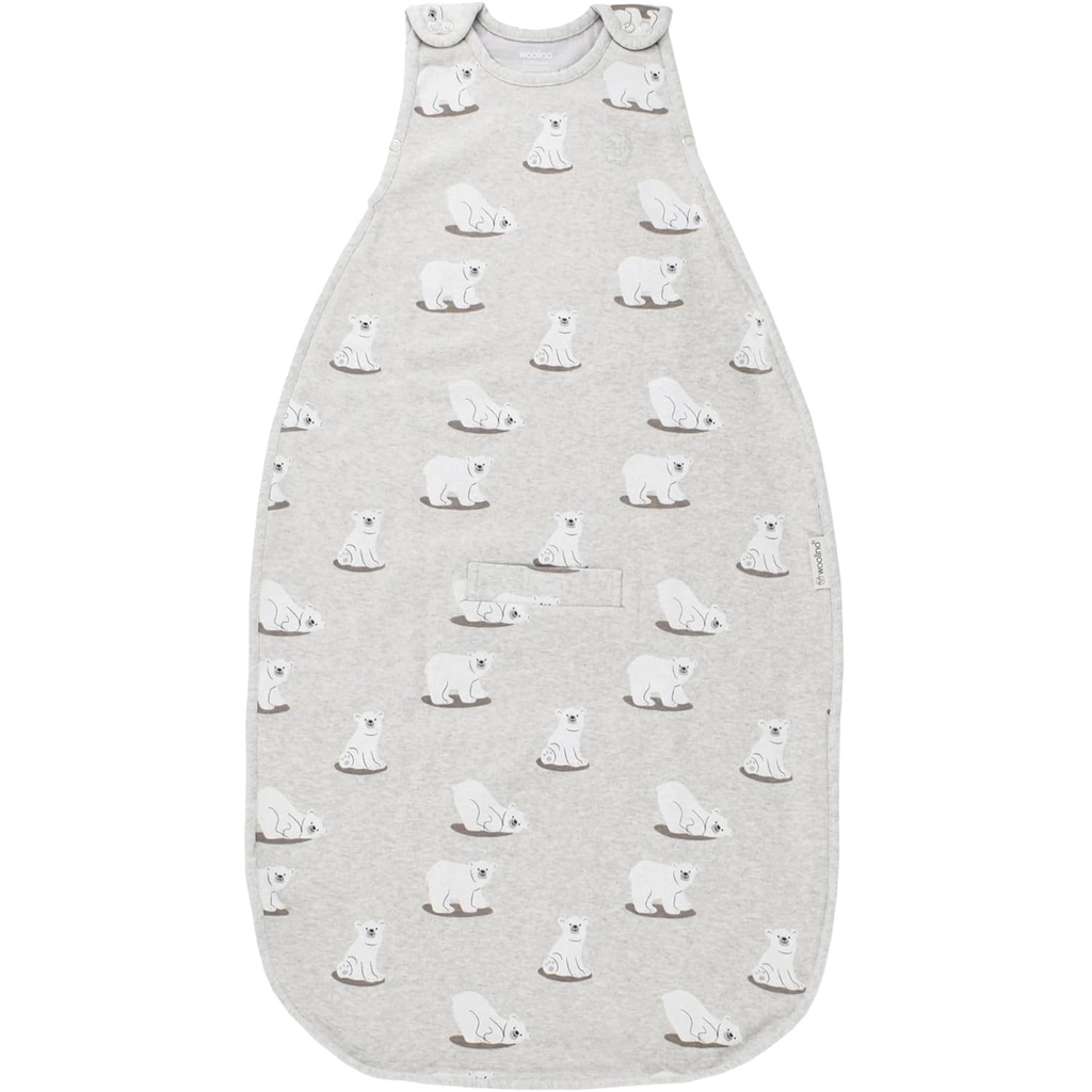 Woolino 4 Season Sack - Ultimate Merino Wool and Organic Cotton Sleeping Bag - Kaksi-Way Zipper säädettävä Universal Size Sleep Sack for Baby (2-24 kuukautta) - Polar Bear