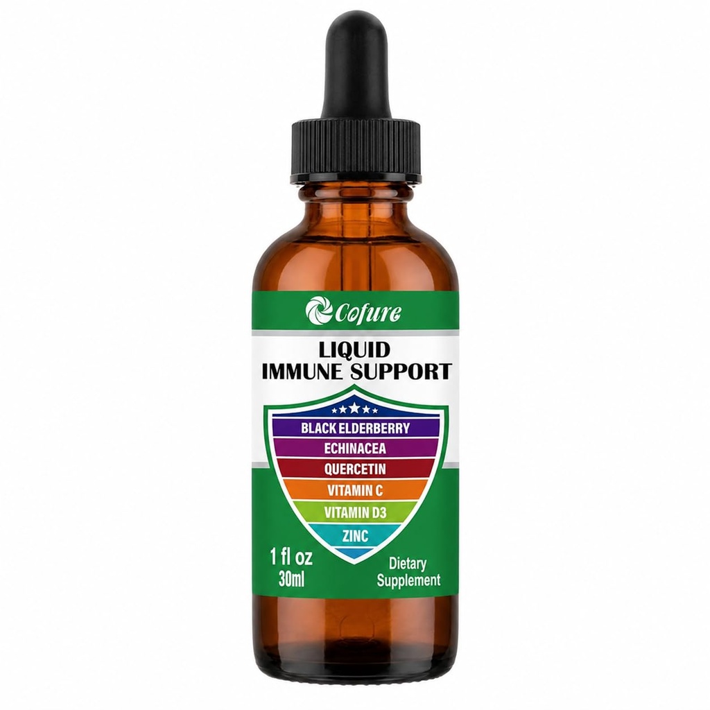 Sinkki Quercetin C-vitamiini D3 nestemäinen immuuni tuki Luomu Echinacea Elderberry, Immuunin puolustus Drops täydentää aikuisille- Vegaani, ei-GMO, Gluteeniton - 1 Fl Oz