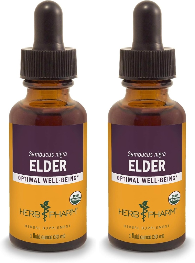 Herb Pharm Certified Organic Elder Liquid Extract - 1 Ounce (Pakki 2)