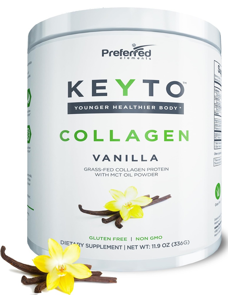 Keto Collagen Protein Powder with MCT Oil Keto and Paleo Friendly Grass Fed and Pasture Raised Hydrolyzed Collagen Peptides