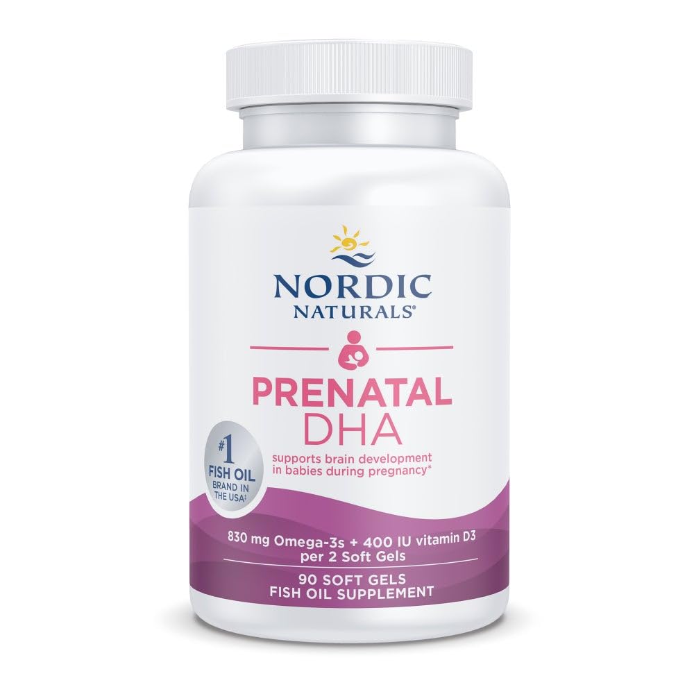Nordic Naturals Prenatal DHA, Ei-makuisia - 90 pehmeää geeliä - 830 mg Omega-3 + 400 IU D3-vitamiinia - tukee aivojen kehitystä vauvoilla Raskauden ja imetyksen aikana - ei-GMO - 45 tarjoilua