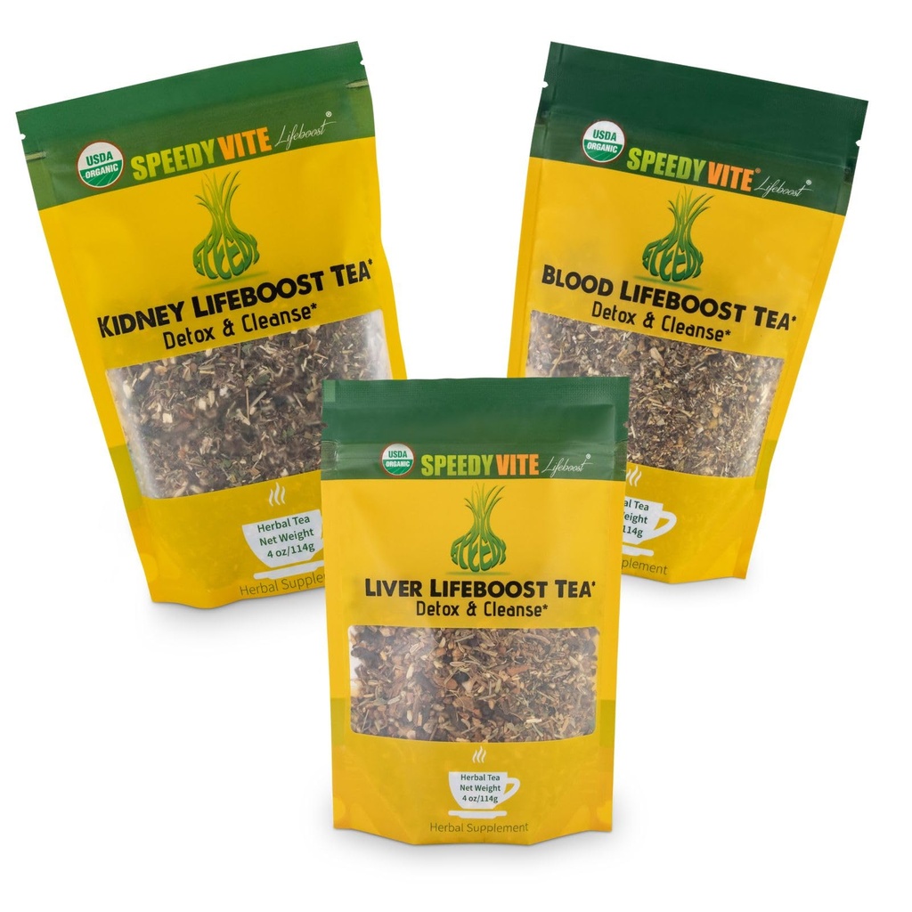 Speedyvite Tea Total Detox & Cleanse Combo: Verenpuhdistus tee 4oz + Munuaisten rakkotee 4oz + Maksa Detox Tea 4oz Luonnollinen kasviperäisten täydentää