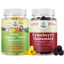 Bundle of Plant Based Omega 3 Gummies lapsille ja Natural Cranberry Gumies naisille ja miehille - Vision Immuniteetti ja keskittyä tuki - virtsateiden terveys Munuaisten tuki virtsarakko ja immuniteetti