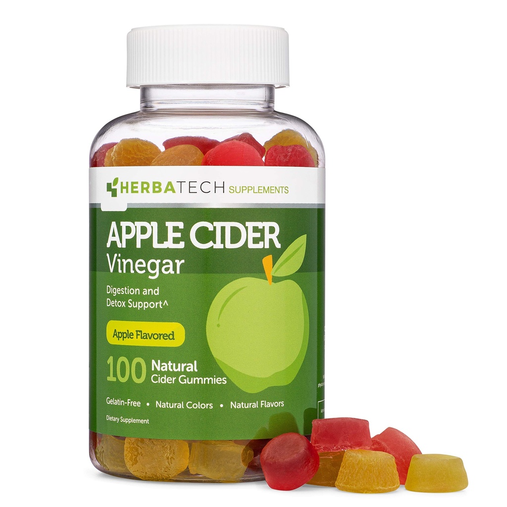 Apple Cider Vinegar Gummies (Keto Friendly) med Mother (100 Gummies, Extra Large Bottle) för Digestion och Detox, Förbättrad med Ginger Dry Extract (Chewable, Made in the USA, Gluten Free)